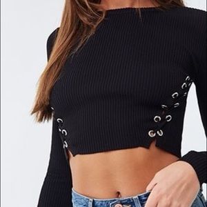 Black Knit Crop Top